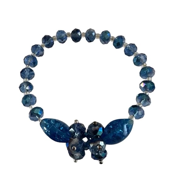 Blue Crystal Homemade Bracelet with Stretchy Band - Picture 2 of 8